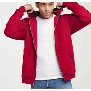 NWT Men's Hanes EcoSmart Fleece Zipper Long Sleeve Hoodie Deep Red XL